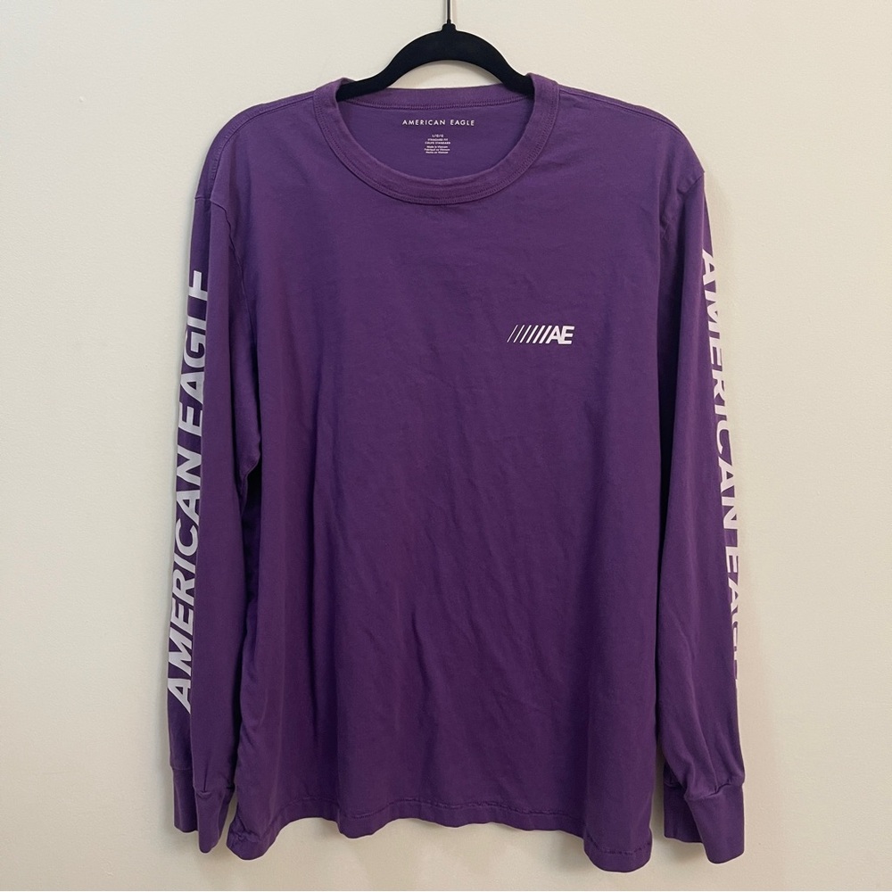 American Eagle Men’s Purple Long Sleeve Graphic T-Shirt in size Large - Picture 2 of 7